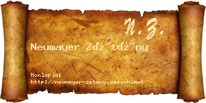 Neumayer Zétény névjegykártya